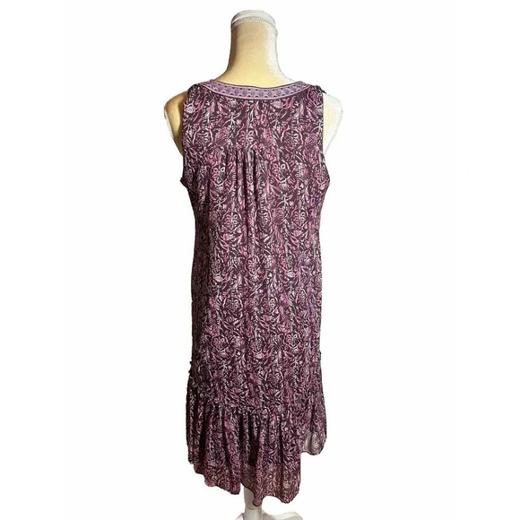 White House Black Market Raspberry Floral Sleeveless Chiffon Tiered Dress Sz S - Picture 8 of 12